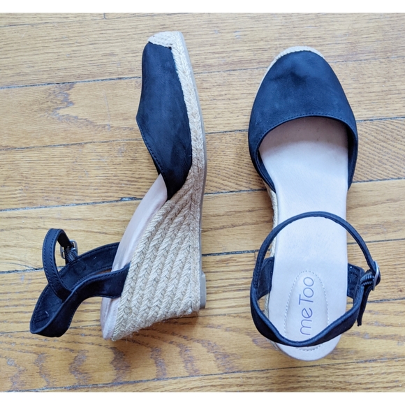 me too Shoes - Me Too Bethany Wedge Black Espadrille Sandals